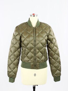 Aritzia PARKLIFE TNA League Olive Green Duck Down Puffer Bomber Jacket, Size S